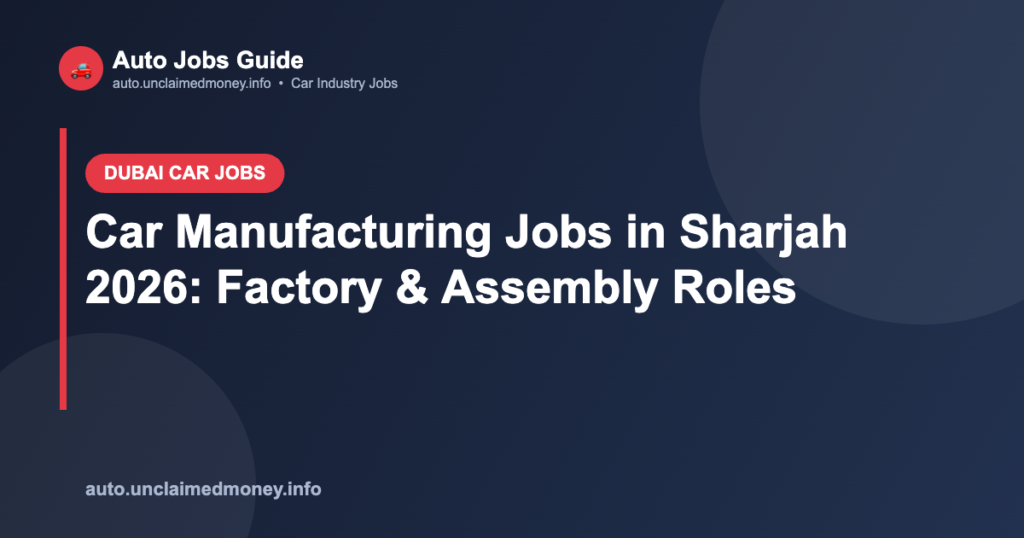Car Manufacturing Jobs in Sharjah 2026: Factory & Assembly Roles