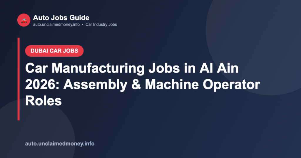 Car Manufacturing Jobs in Al Ain 2026: Assembly & Machine Operator Roles