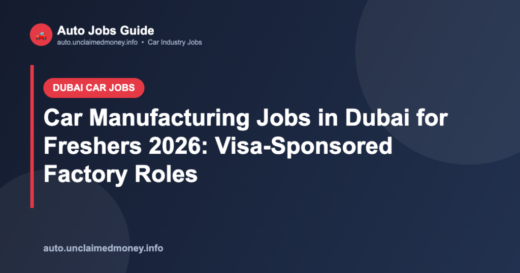 Car Manufacturing Jobs in Dubai for Freshers 2026: Visa-Sponsored Factory Roles