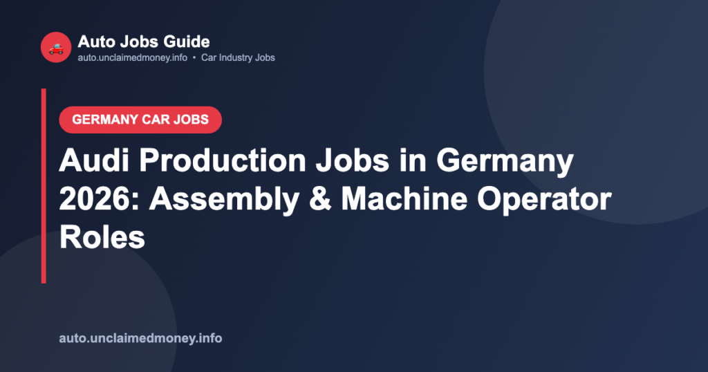 Audi Production Jobs in Germany 2026: Assembly & Machine Operator Roles