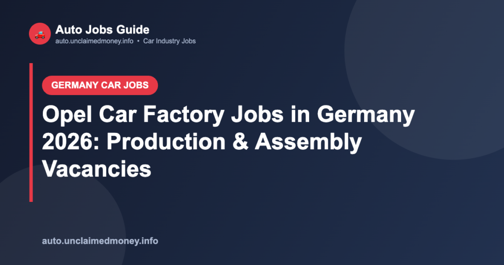 Opel Car Factory Jobs in Germany 2026: Production & Assembly Vacancies