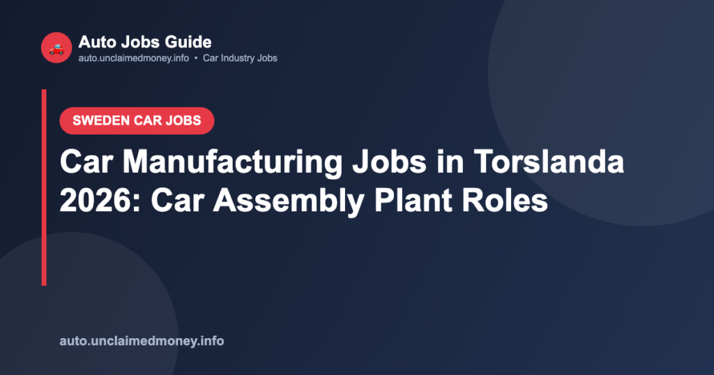 Car Manufacturing Jobs in Torslanda 2026: Car Assembly Plant Roles