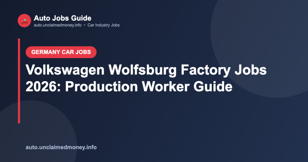 Volkswagen Wolfsburg Factory Jobs 2026: Production Worker Guide