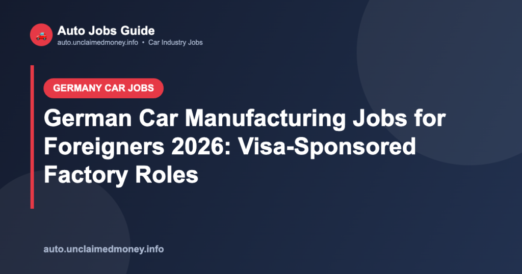 German Car Manufacturing Jobs for Foreigners 2026: Visa-Sponsored Factory Roles