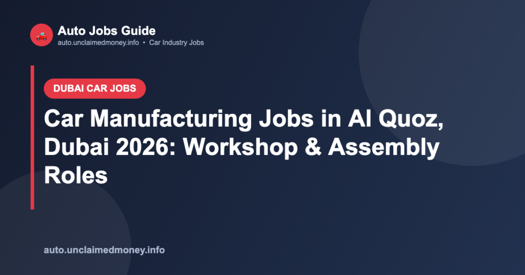 Car Manufacturing Jobs in Al Quoz, Dubai 2026: Workshop & Assembly Roles Car Manufacturing Jobs in Al Quoz, Dubai 2026: Workshop & Assembly Roles