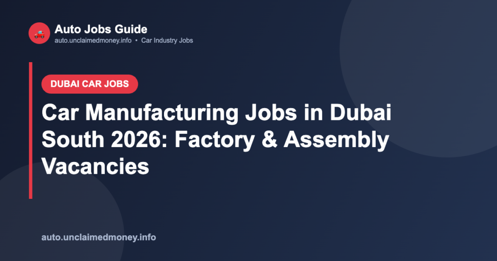 Car Manufacturing Jobs in Dubai South 2026: Factory & Assembly Vacancies