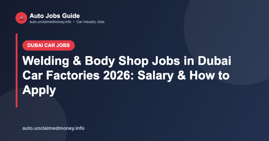 Welding & Body Shop Jobs in Dubai Car Factories 2026: Salary & How to Apply